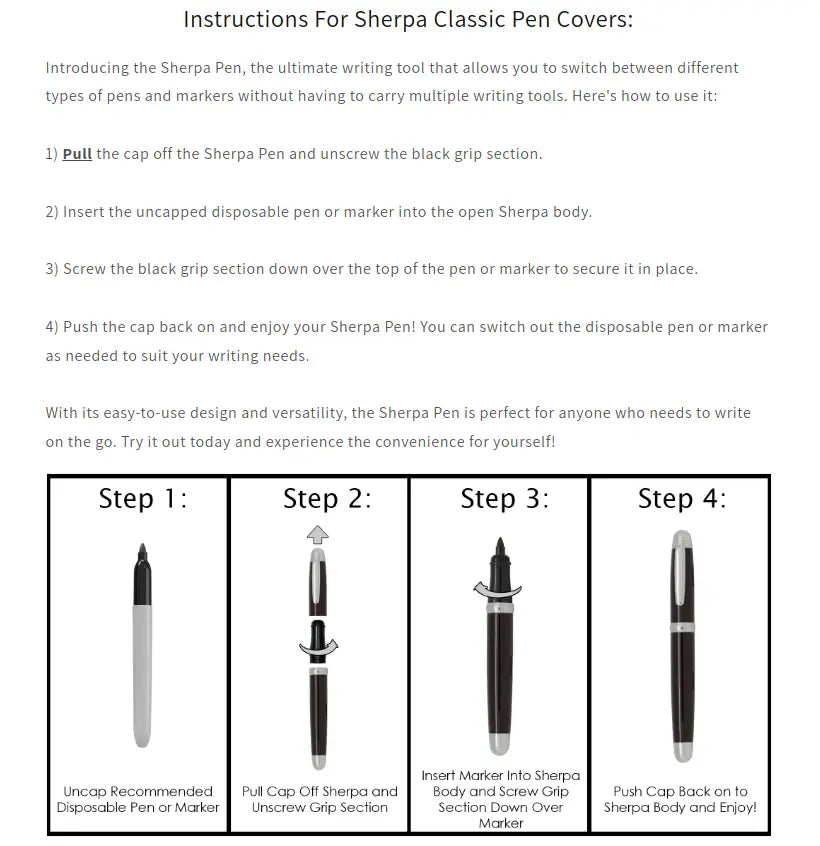 Sherpa Pen Classic Total Chrome Pen/Sharpie Marker Cover metal Sharpie marker holder by Sherpa Pen