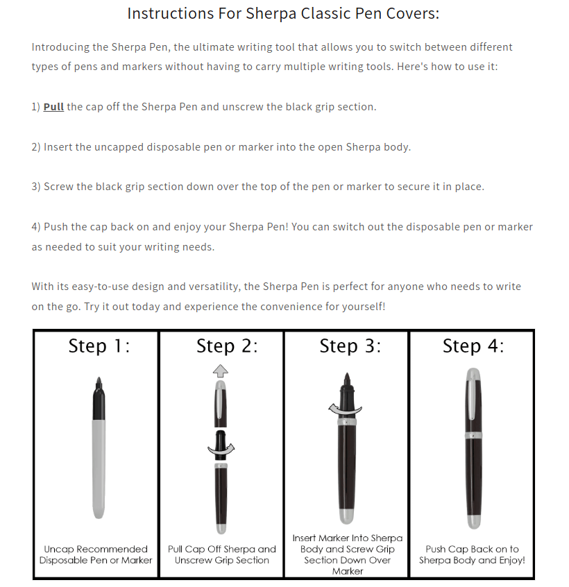 Sherpa Pen Classic Thin Green Line Pen/Sharpie Marker Cover metal Sharpie marker holder by Sherpa Pen