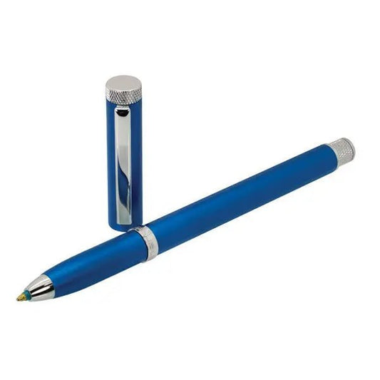 Sherpa Matte Blue and Silver Stick Ballpoint Pen Cover metal Sharpie marker holder by Sherpa Pen