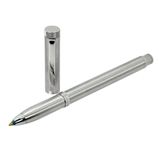Sherpa Pen - Bic, Papermate, Linc Metal Ballpoint Pen Cover - Brushed Steel uncapped