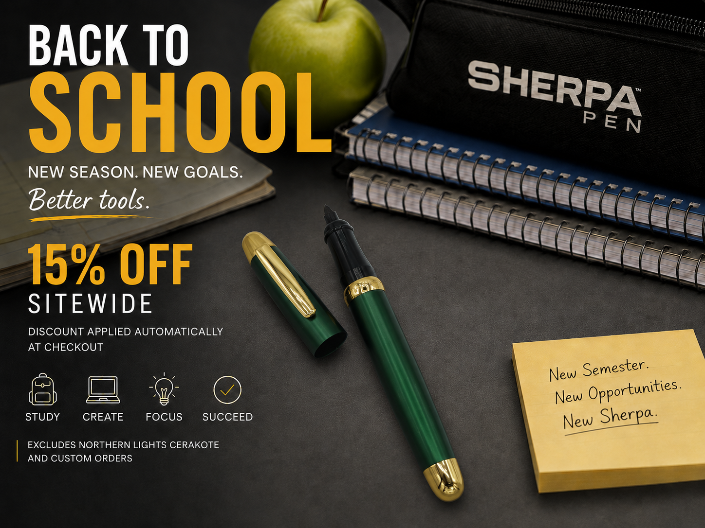Sherpa Pen Back to School Sale - Save 15% off sitewide