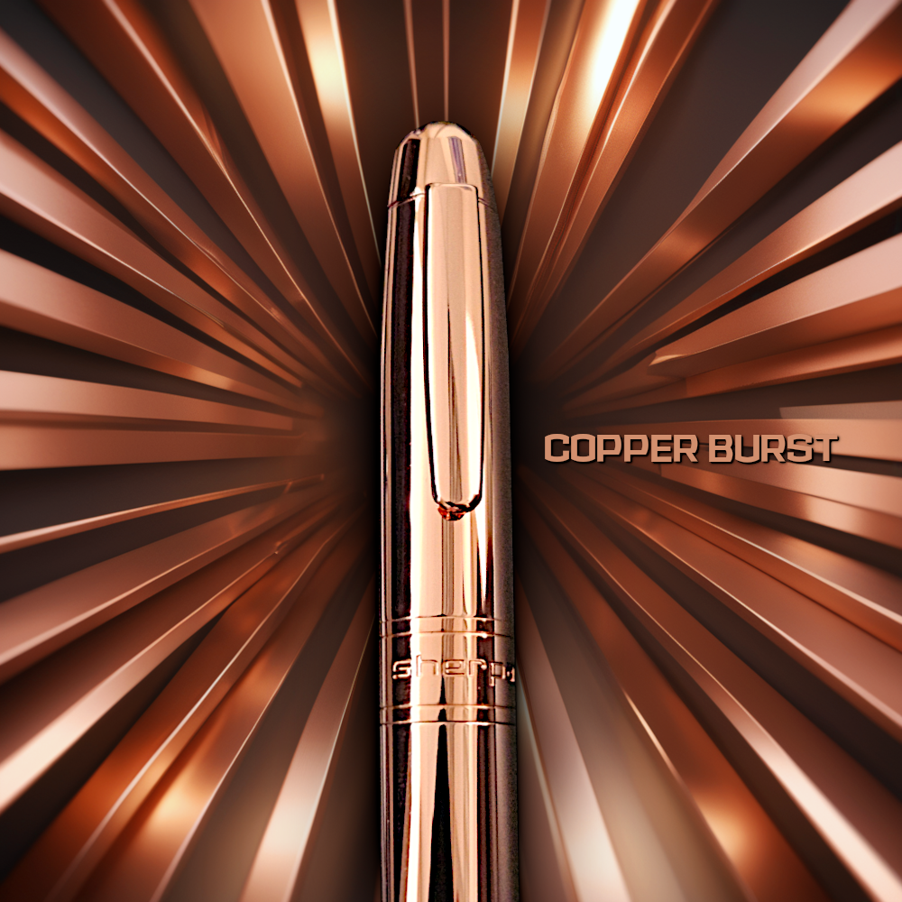Sherpa Pen Classic Contemporary Copper Burst Sharpie Marker and Disposable Pen Cover