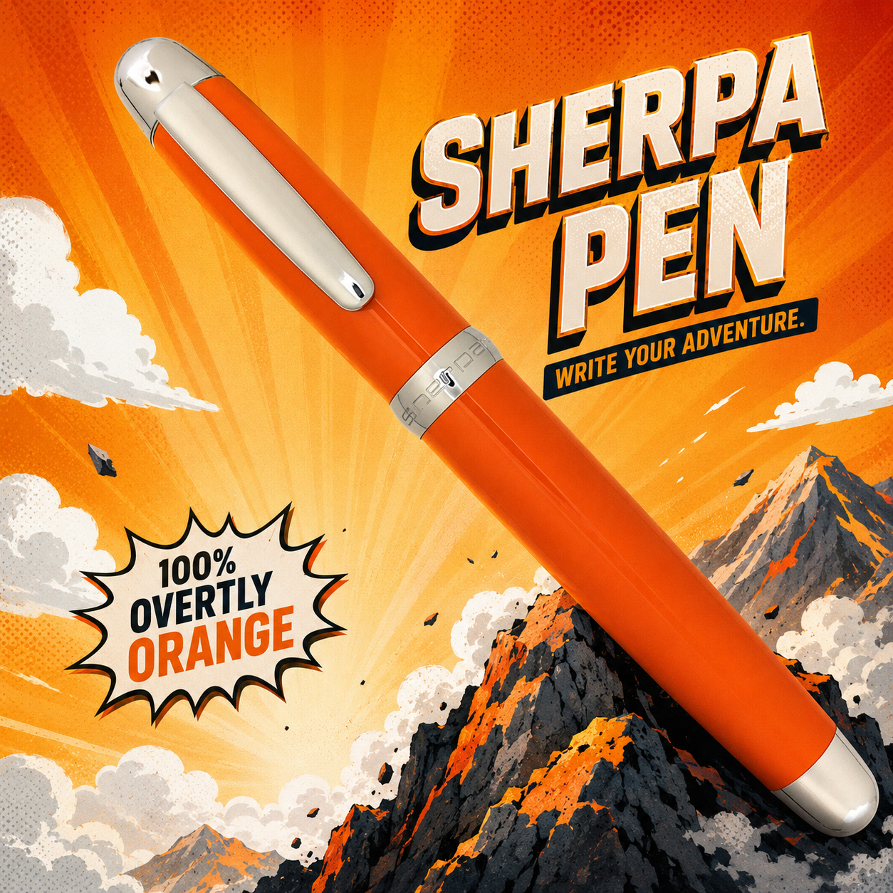 Sherpa Pen Overtly Orange - The everyday carry pen that really POPS with color.  Make your Sharpie even more bold