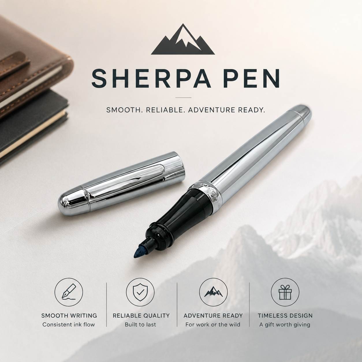 All metal pen cover for Sharpie markers.  Mirror chrome body.  Classic collection