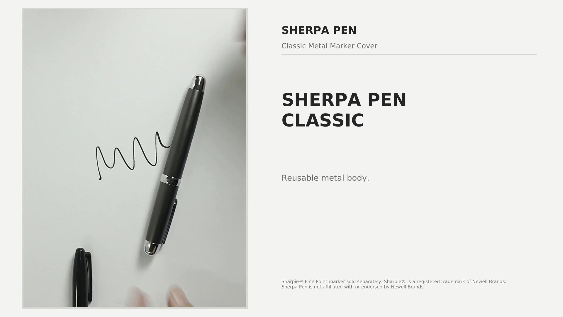 Load video: Video of how the sherpa classic pen works with a Sharpie marker