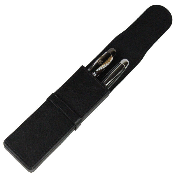 Sherpa Genuine Nappa Leather Black Flapover Double Pen Case freeshipping - Sherpa Pen