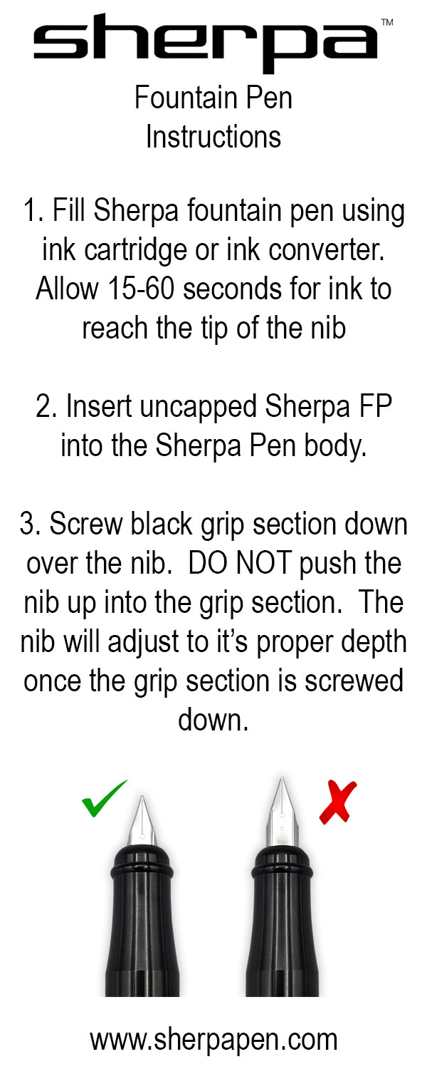 Sherpa Fountain Pen - Installation Instructions for Classic Sherpa