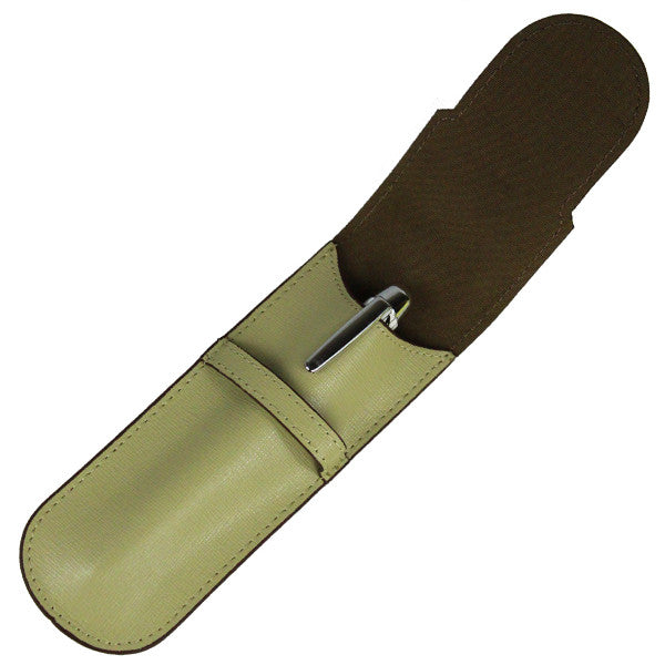 Sherpa Genuine Saffiano Leather Ivory Flapover Single Pen Case freeshipping - Sherpa Pen