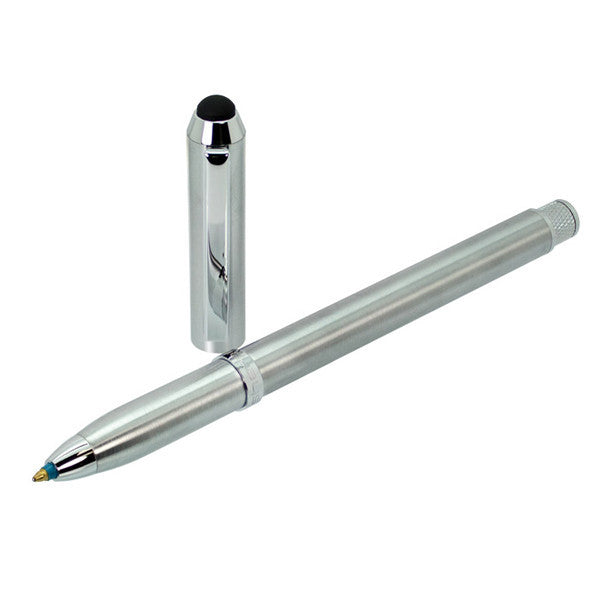 Sherpa Ballpoint Brushed Silver Stylus Bic Papermate pen cover uncapped